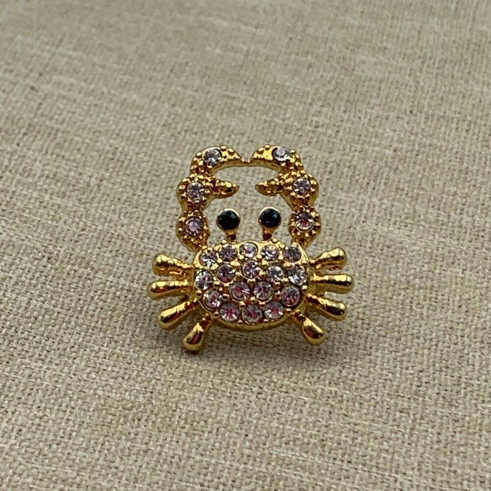 Roman crab rhinestone gold tone  small Brooch